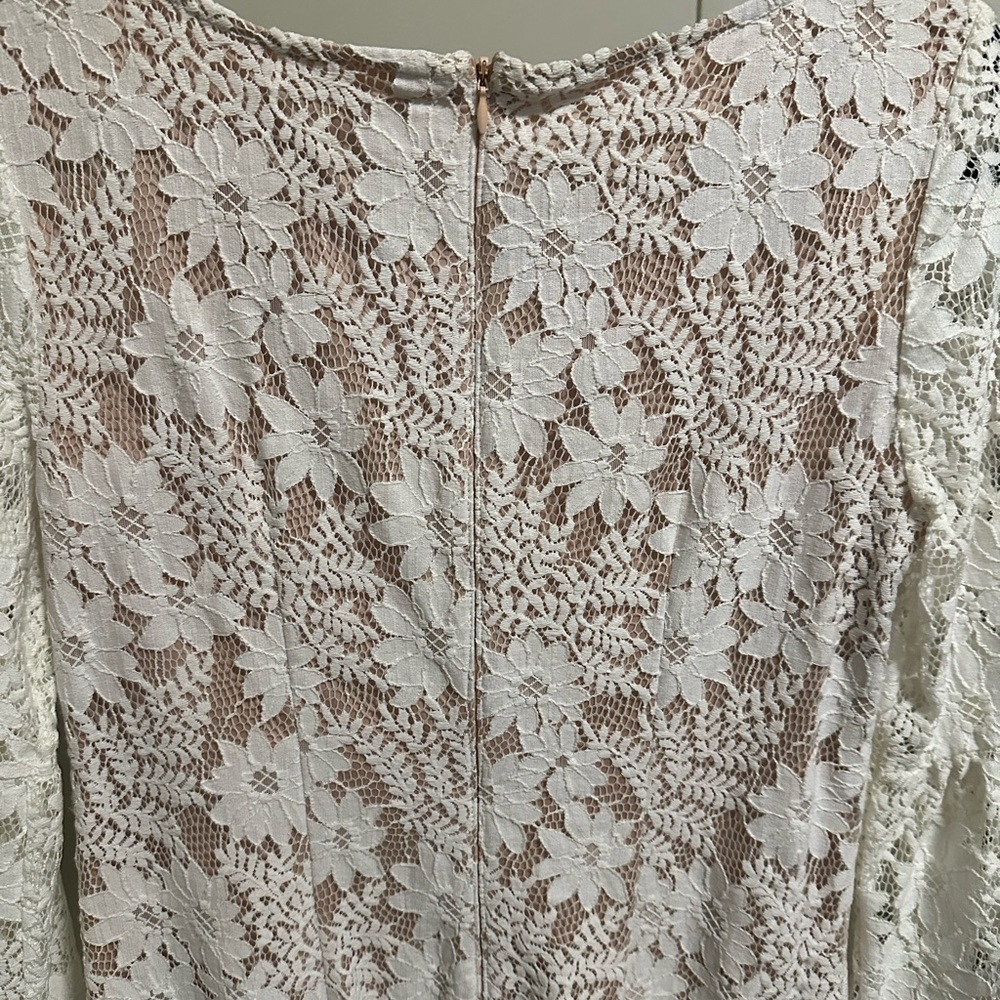 Jessica Howard Women’s White and Tan Lace Floral Long Sleeve Sheath Dress size 6 - Picture 6 of 8